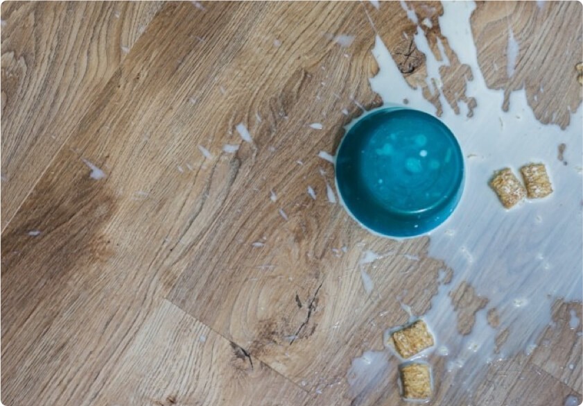 Cereal spilled on hardwood floors | Rugworks | Sonoma and Rohnert Park, CA